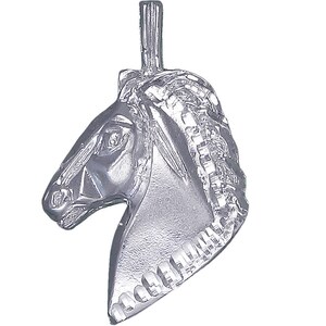 Sterling Silver Horse Charm Pendant Necklace 1.4 Inches 4.6 Grams with Diamond Cut Finish and 18 Inch Rolo Chain