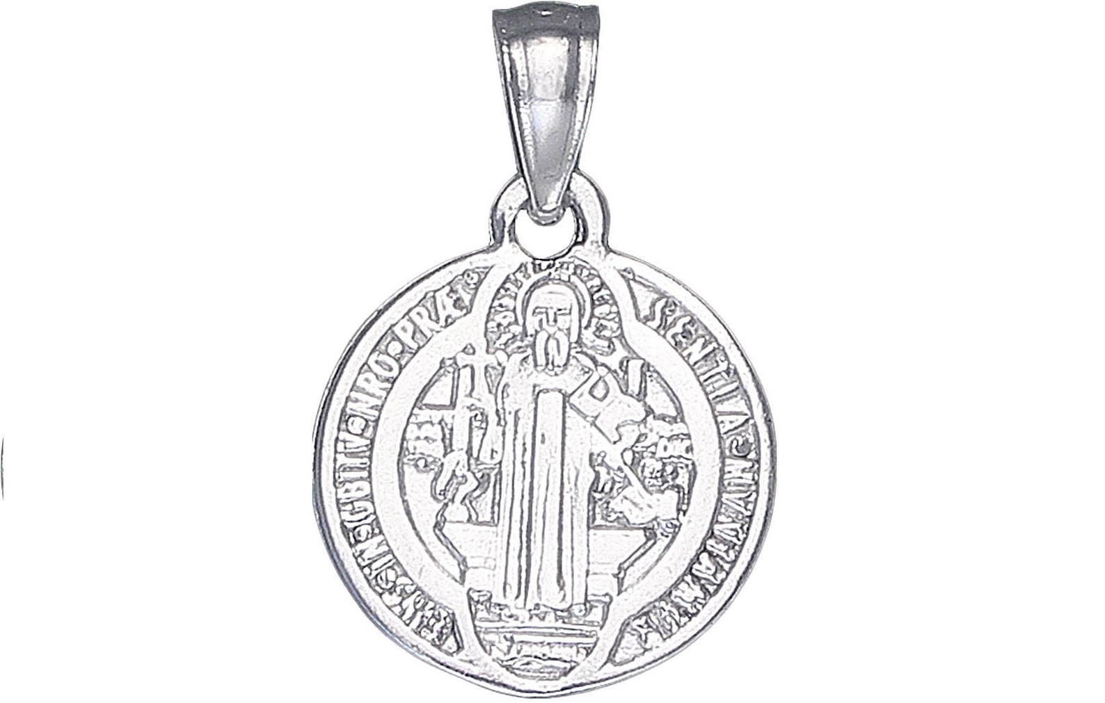 Sterling Silver Saint Benedict Medal Reversible Charm Pendant Necklace ...