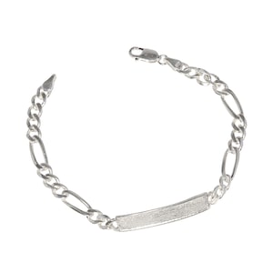 Sterling Silver .925  Figaro Link ID/Identification Bracelet 7.25&quot; 7.5G | Made In USA
