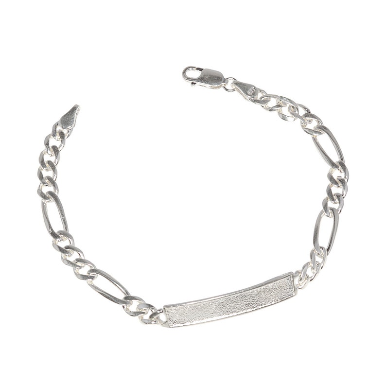 Sterling Silver .925 Figaro Link ID/Identification Bracelet Etsy