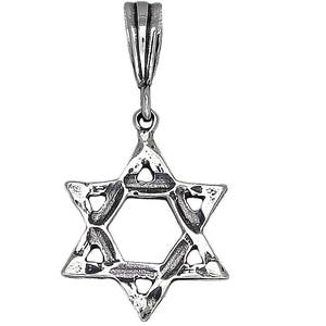 Sterling Silver Star of David Pendant Necklace 1.3 Inches 1.9 Grams with Antique Oxidized Finish and 18 Inch Chain