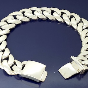 16 mm Heavy Solid Sterling Silver Miami Cuban Link Curb Bracelet Handmade in USA with Custom Handmade Box Lock Sizes 7, 7.5, 8, 8.5, 9, 9.5