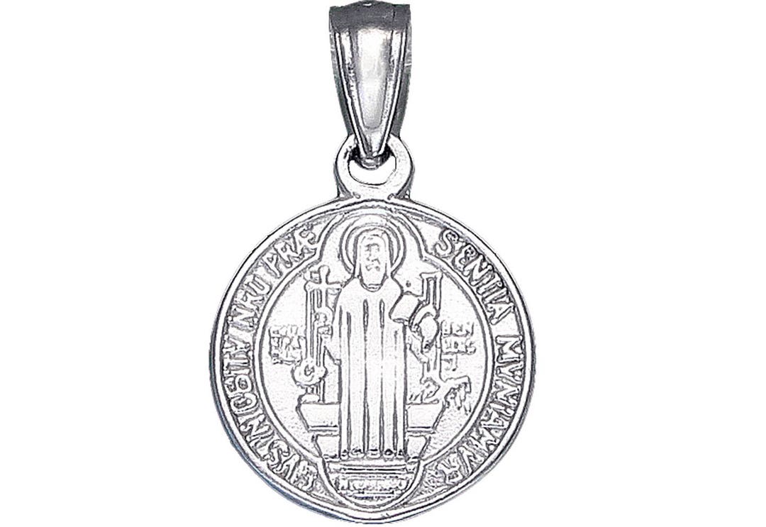 Sterling Silver Saint Benedict Medal Reversible Charm Pendant Necklace ...