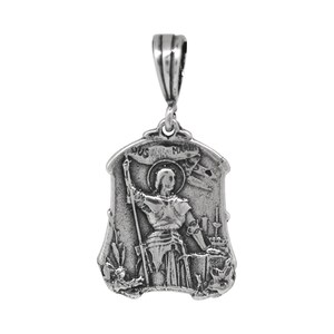 Antique Jewelry Joan Of Arc Sterling Silver .925 Pendant Charm Oxidized  Handmade Made In USA