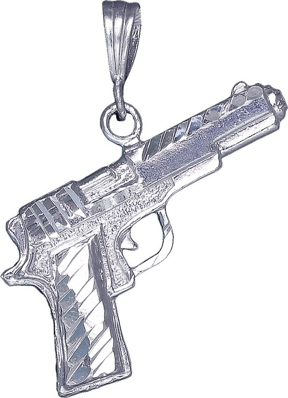 metall pistol necklace charm Sterling silver 925 Colt handgun/gun pendant 
