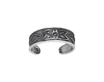 Sterling Silver .925 Flower Design Toe Ring Adjustable Size | Made In USA