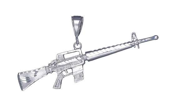 Large Sterling Silver M 16 Rifle Machine Gun Charm Pendant Etsy Large Sterling Silver M 16 Rifle Machine Gun Charm Pendant Etsy