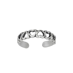 Sterling Silver .925 Multiple Hearts Toe Ring Adjustable Size, Oxidized | Made in USA