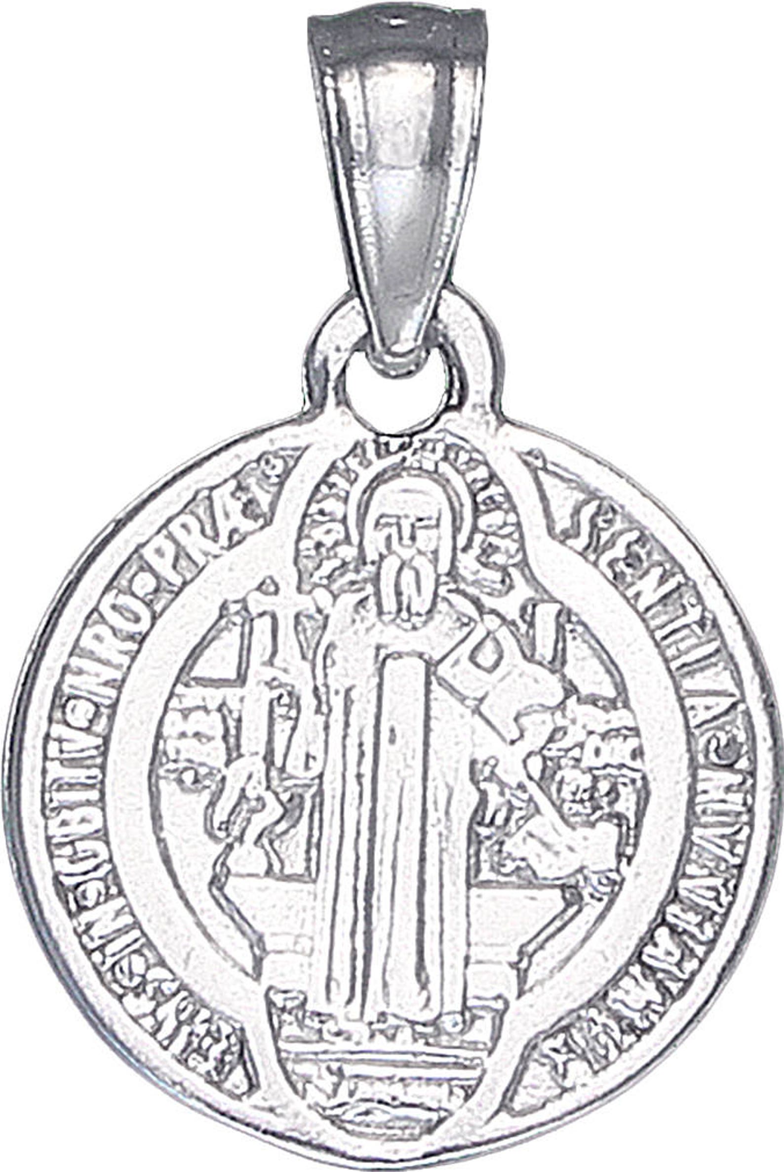 Sterling Silver Saint Benedict Medal Reversible Charm Pendant Necklace ...