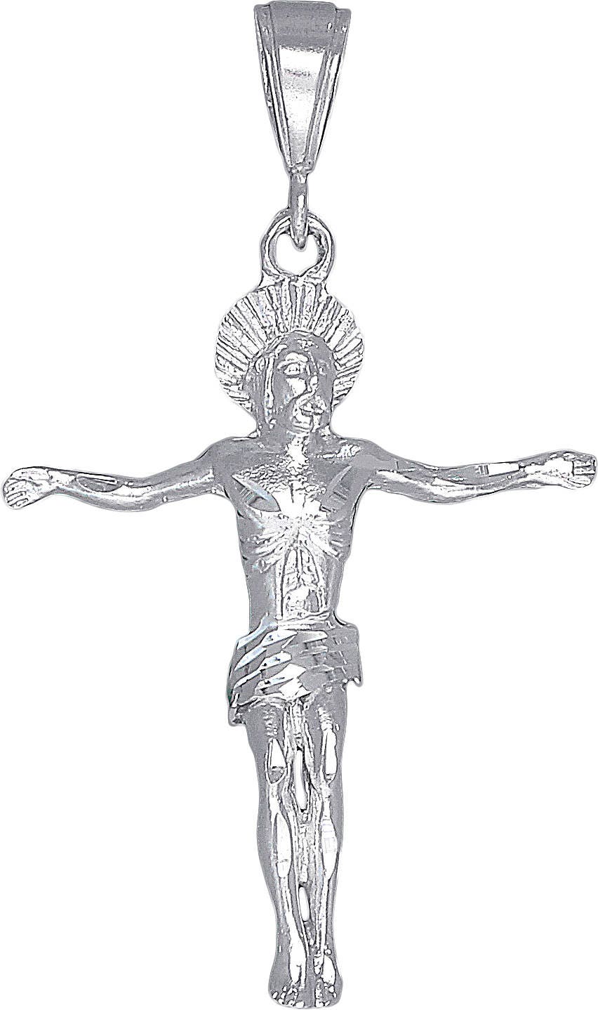 Sterling Silver Jesus Christ Pendant Necklace With Diamond