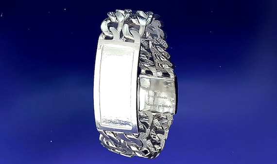 19 Mm Heavy Solid Sterling Silver DOUBLE 2 Row Nugget Style Curb