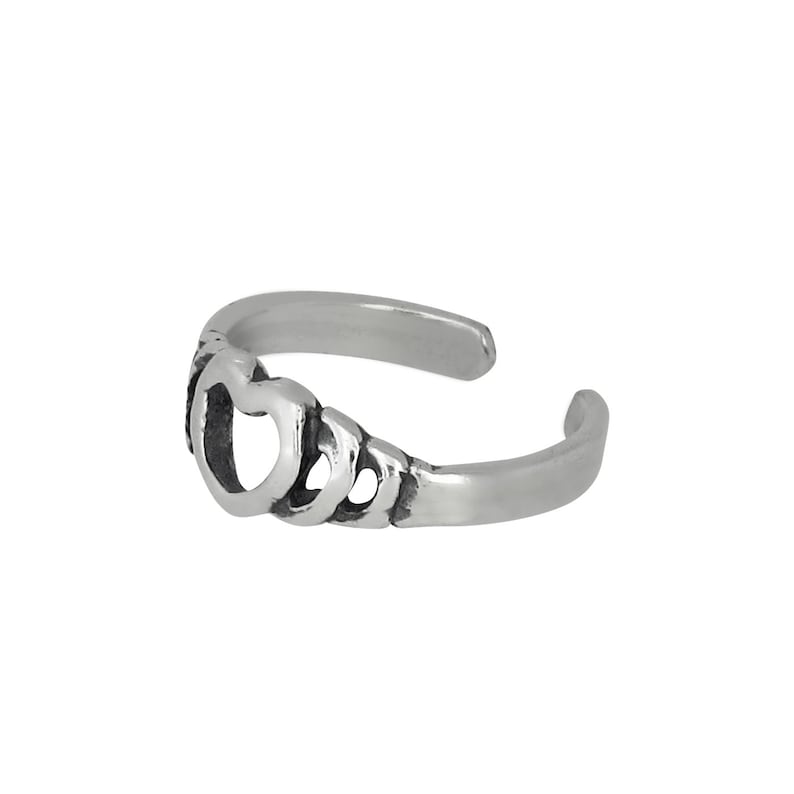 Sterling Silver .925 Heart Toe Ring Adjustable Size Oxidized Made in USA