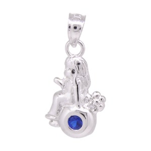 Silver Virgo Pendant Necklace Zodiac Sign Constellation Jewelry Sapphire Color Stone