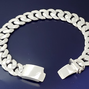 13 mm Heavy Solid Sterling Silver Miami Cuban Link Curb Bracelet Handmade in USA with Custom Handmade Box Lock Sizes 7, 7.5, 8, 8.5, 9, 9.5