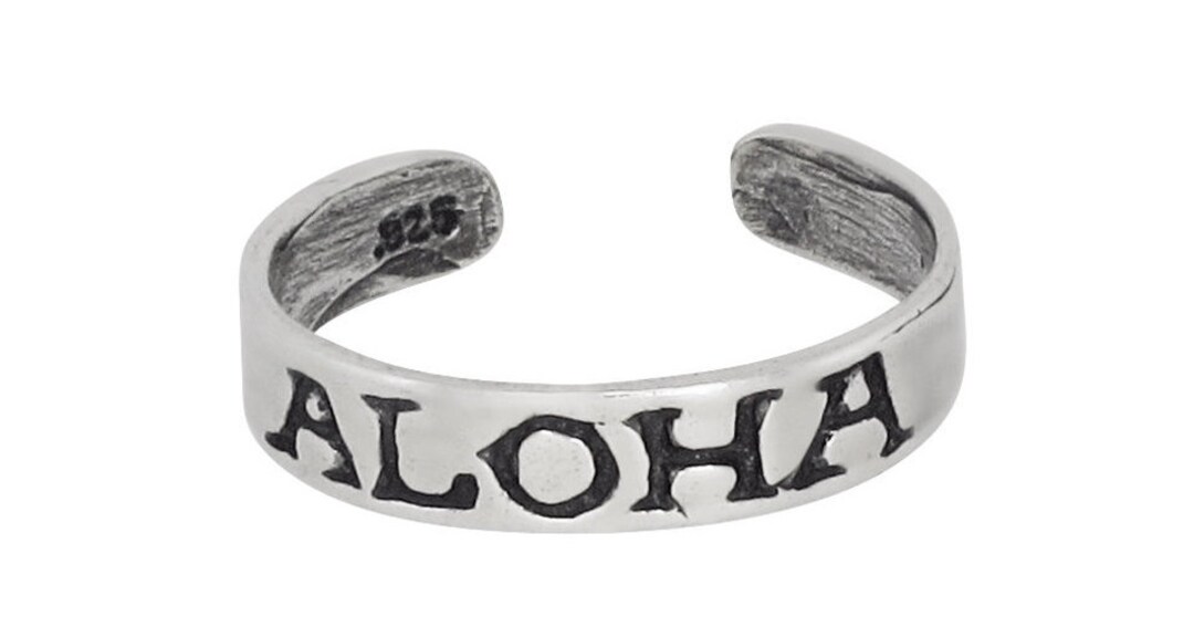 Sterling Silver .925 ALOHA Engraved Toe Ring Adjustable Size Made in