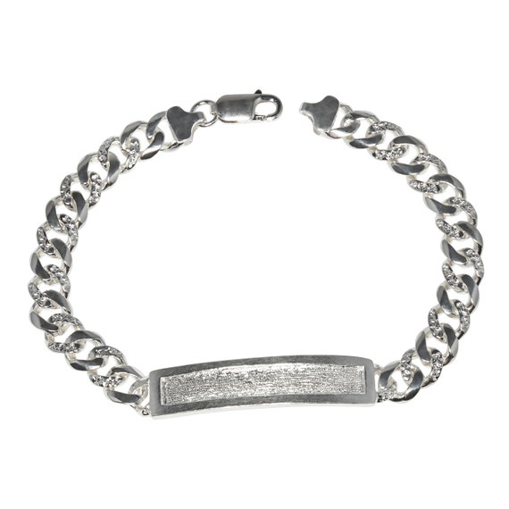 Stainless Steel Brushed and Polished 9.5 inch Engravable Link Bracelet Stainless Steel Brushed and Polished 9.5 inch Engravable Link Bracelet