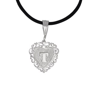Sterling Silver Initial Necklace Heart Shaped Full Alphabet