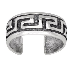 Sterling Silver .925 Greek Key Design Toe Ring adjustable size | Made In USA