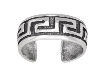 .925 Sterling Silver Greek Key Toe Ring – Adjustable, Handmade In USA – EJewelryPlus