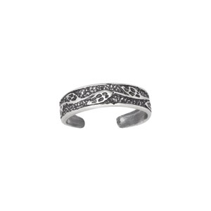 Sterling Silver .925 Vine Leaf Detailed Toe Ring adjustable size | Made In USA