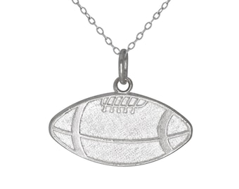 Sterling Silver .925 Football, Sports Charm Pendant Necklace | Made in USA