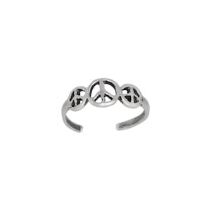 Sterling Silber 925 Triple Friedenszeichen Zehenring größenverstellbar | Hergestellt In USA