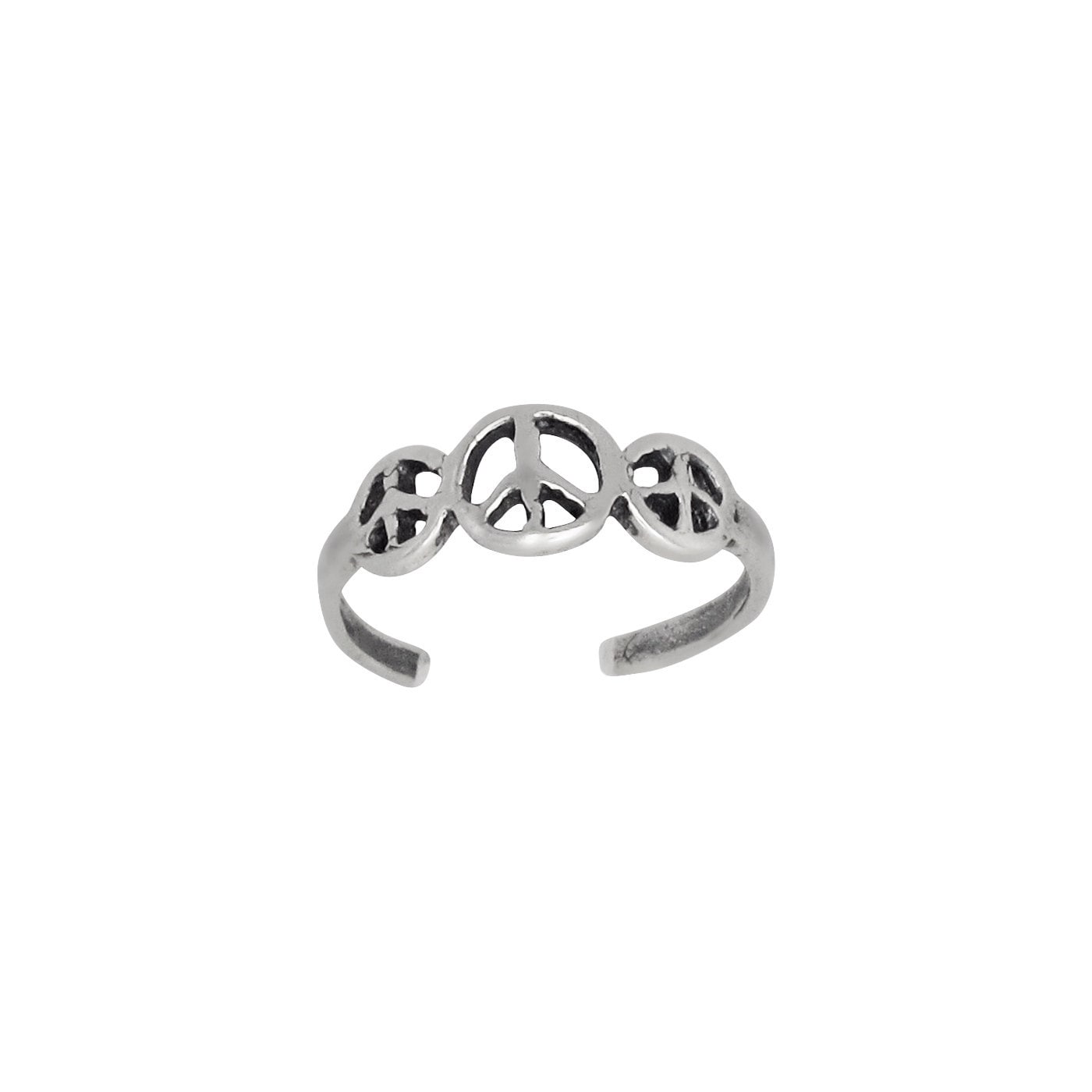 Sterling Silver .925 Triple Peace Sign Toe Ring adjustable size | Made In USA
