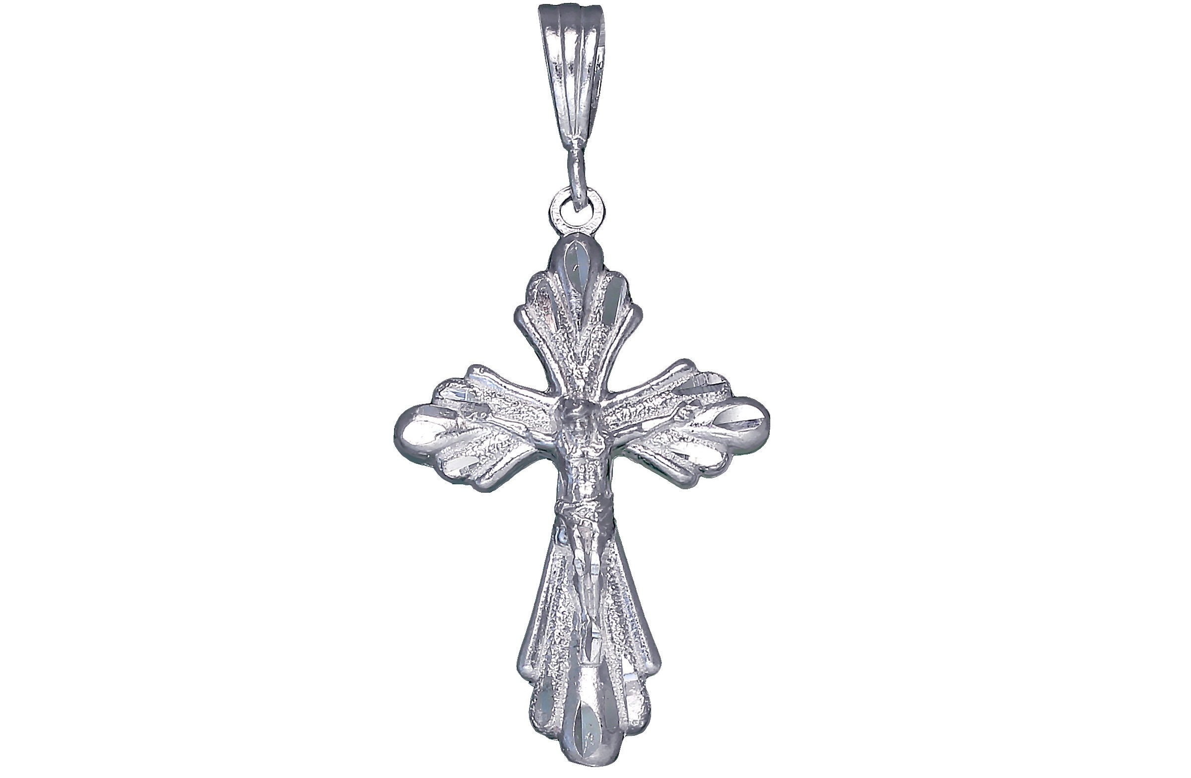 Mary N.G and Joseph Crucifix Pendant Necklace Sterling Silver Jesus 1.8 Inch