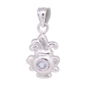 Aquarius Jewelry Zodiac Sign Pendant Charm Sterling Silver 925 With Birthstone
