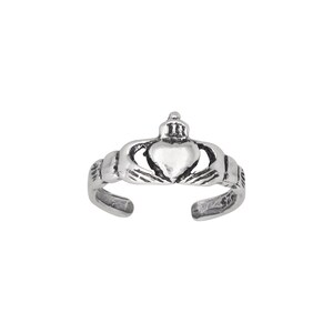 Sterling Silver .925 Irish Claddagh Friendship and Love Toe Ring adjustable size | Made In USA