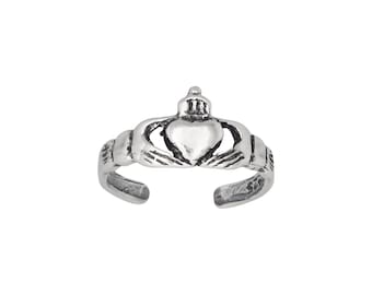 Sterling Silver .925 Irish Claddagh Friendship and Love Toe Ring adjustable size | Made In USA