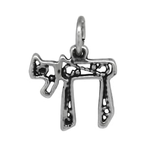 Chai Necklace Silver Oxidized Charm Pendant
