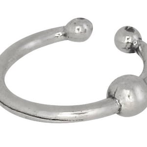Sterling Silver .925 Ear Cuff Clip. Ball Bead. Clip-on. Adjustable | Made In USA