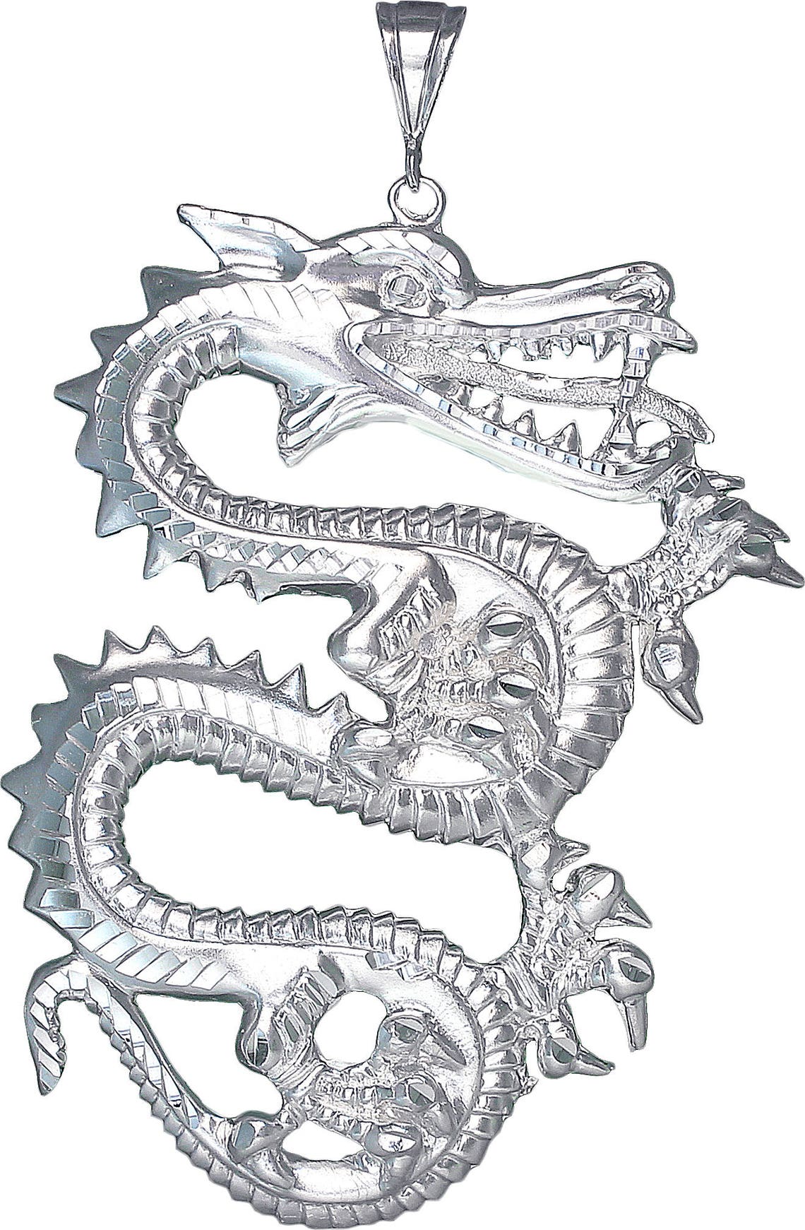 Huge Heavy Sterling Silver Dragon Charm Pendant Necklace 4.25 Etsy