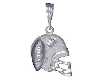 Mireval Sterling Silver Polished Football and Helmet Pendant