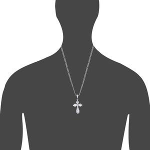 Sterling Silver Cross with Jesus Pendant Necklace 1.85 Inches 4 Grams with Diamond Cut Finish and 24 Inch Figaro Chain image 3