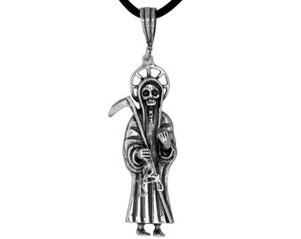 Plata esterlina. 925 Santa muerte "Virgen de la Santa muerte" colgante de encanto, oxidado | Made in USA