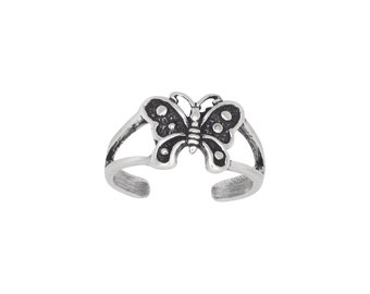 Sterling Silver .925 Butterfly Toe Ring adjustable size | Made In USA