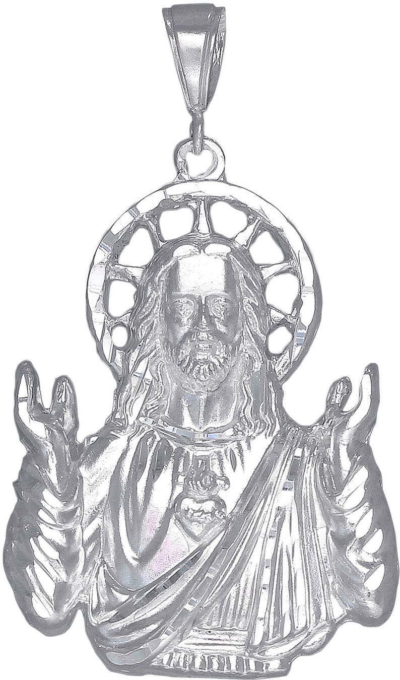 Large Sterling Silver Jesus Pendant Necklace 2.5 Inches 16 Etsy