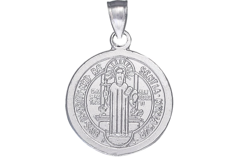 Sterling Silver Saint Benedict Medal Reversible Charm Pendant - Etsy