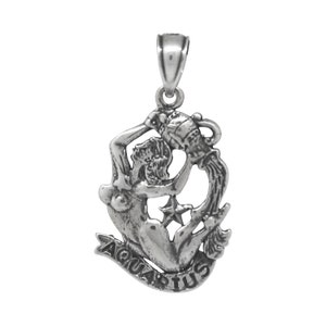 Aquarius Pendant Jewelry Sterling Silver .925 Oxidized Handmade VIntage Look Made In USA