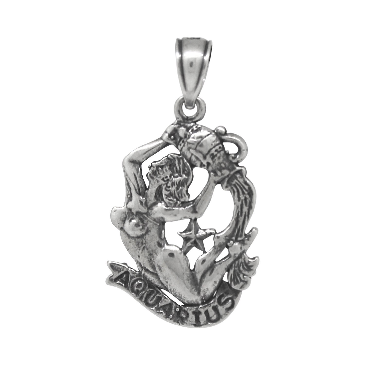 Aquarius Pendant Jewelry Sterling Silver .925 Oxidized Etsy
