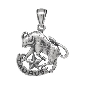 Taurus Pendant Jewelry Charm Necklace Sterling Silver .925 Oxidized Handmade Made In USA
