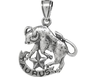 Taurus Anhänger Schmuck Charm Halskette Sterlingsilber 925 oxidiert handgefertigt in den USA
