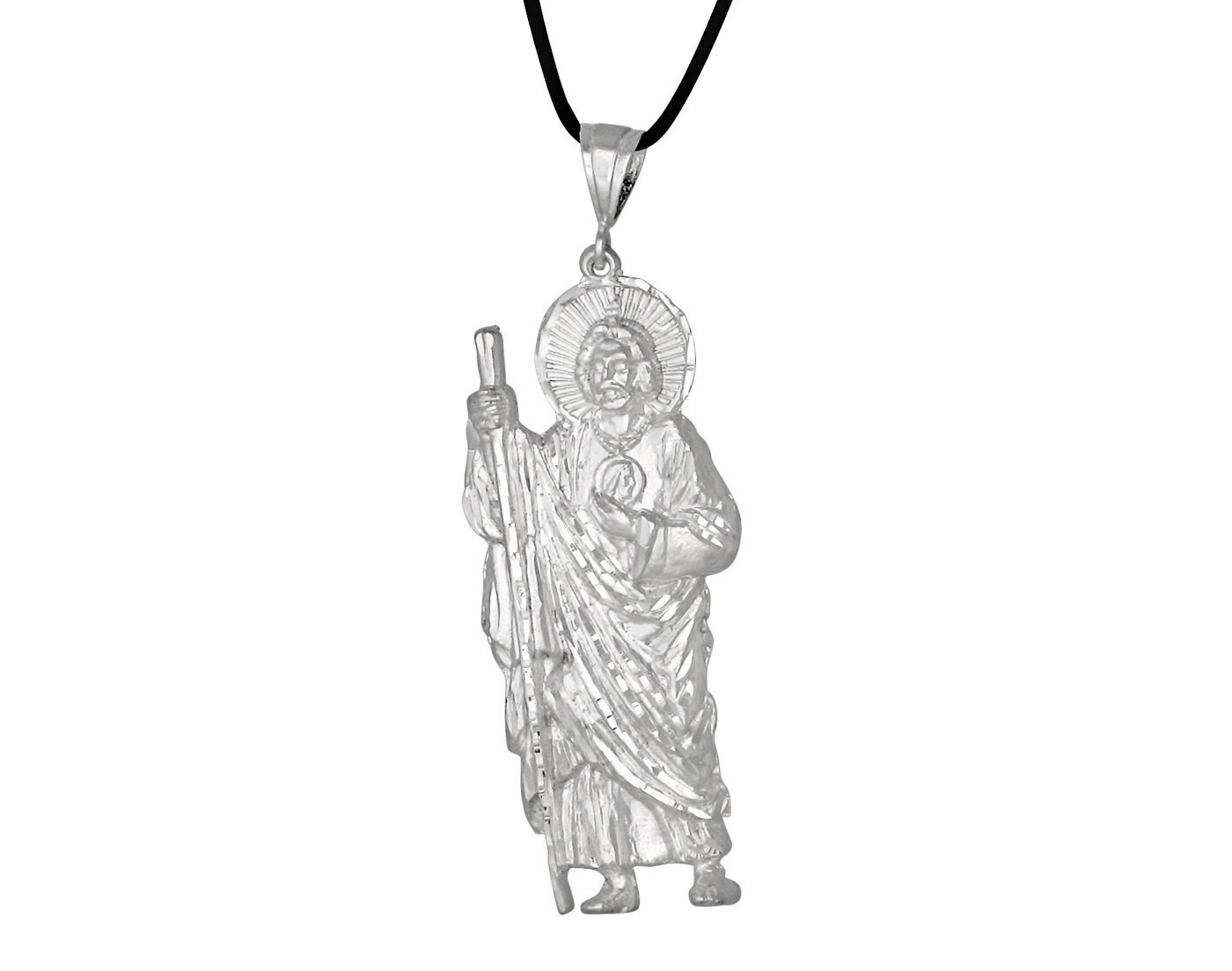 925 Sterling Silver Saint Jude Charm Pendant - Diamond-Cut Design, 5.5g, Patron Saint Of Lost Causes - View #6