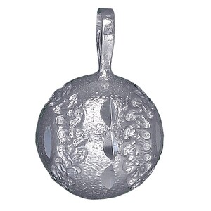 Sterling Silver Softball Ball Charm Pendant Necklace 0.9 Inches 2.3 Grams with Diamond Cut Finish and 18 Inch Rolo Chain