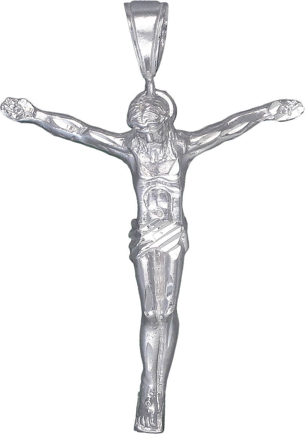 Sterling Silver Jesus Christ Pendant Necklace with Diamond Cut Etsy