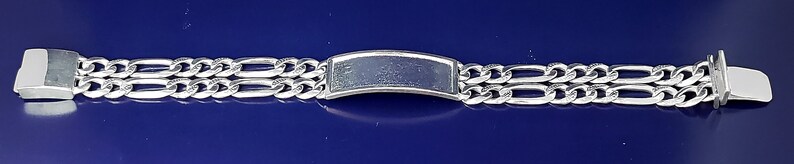 16 mm Heavy Solid Sterling Silver DOUBLE 2 Row Nugget Style Link ID Bracelet Handmade in USA 8 Inches 38 Grams