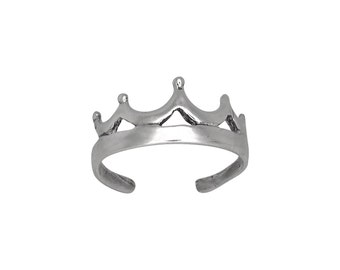 Sterling Silver .925 Crown Toe Ring adjustable size | Made In USA