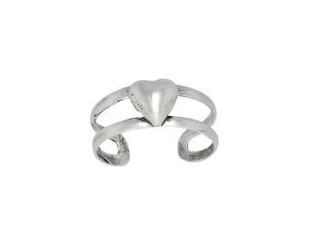 Sterling Silver .925 Heart Toe Ring adjustable size | Made In USA